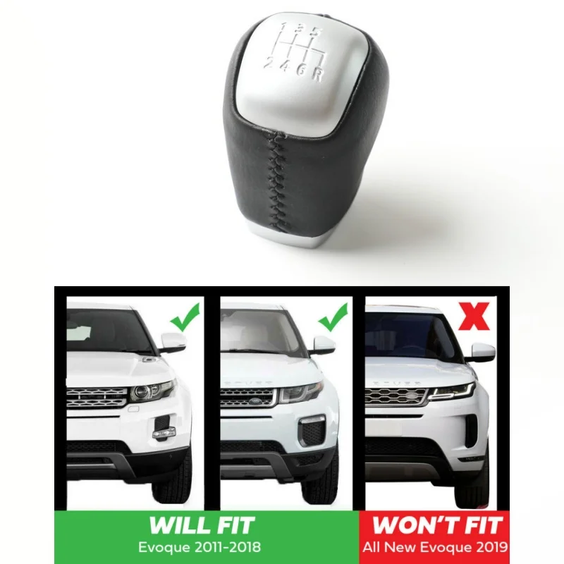 

1pcs Gear Shift Knob Sport Leather Gear Knob In Black For Range Rover Evoque 2011-2018 Manual 6 Speed LR024719 LR024721