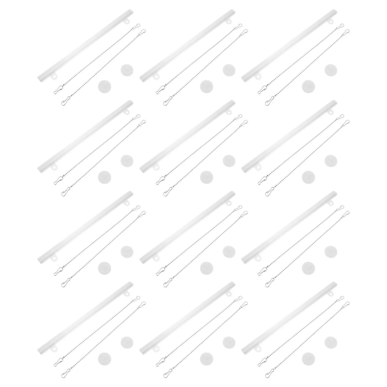 

12 set Poster Hanger Bar Iron Poster Hanging Strip With Plastic Hooks Banner Holder For Supermarket Mall Display - Picture