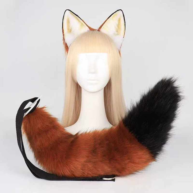 Anime Nick Wilde Cartoon Animation Movie Cosplay Ear Headband Set Gift Brown Creative Cos Simulation Fox Tail Prop Accessories 4