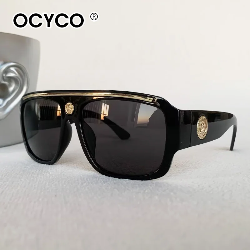 Neue trendige Herren-Sonnenbrille mit großem Rahmen, Retro-Sonnenbrille mit dickem Rahmen, UV400, trendige High Sense Catwalk-Brille für Damen – Detail 5