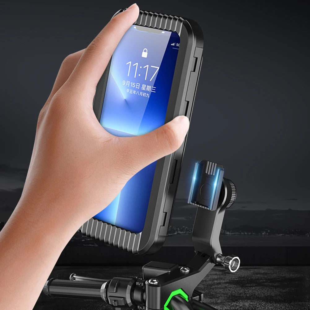 

Waterproof Phone Holder Case 360 Degree Rotation Bike Handlebar Bracket Strong Suction Motorbike Phone Stand for 4-7 Inch Phone
