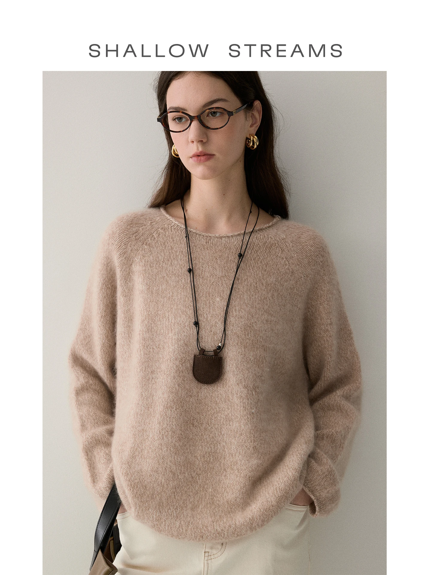 

Cloud-Drifting Soft Woolen Sweater Women's Long Sve Loose Fit Autumn Winter Warm Knittedwear Straight Cut Simple Sle