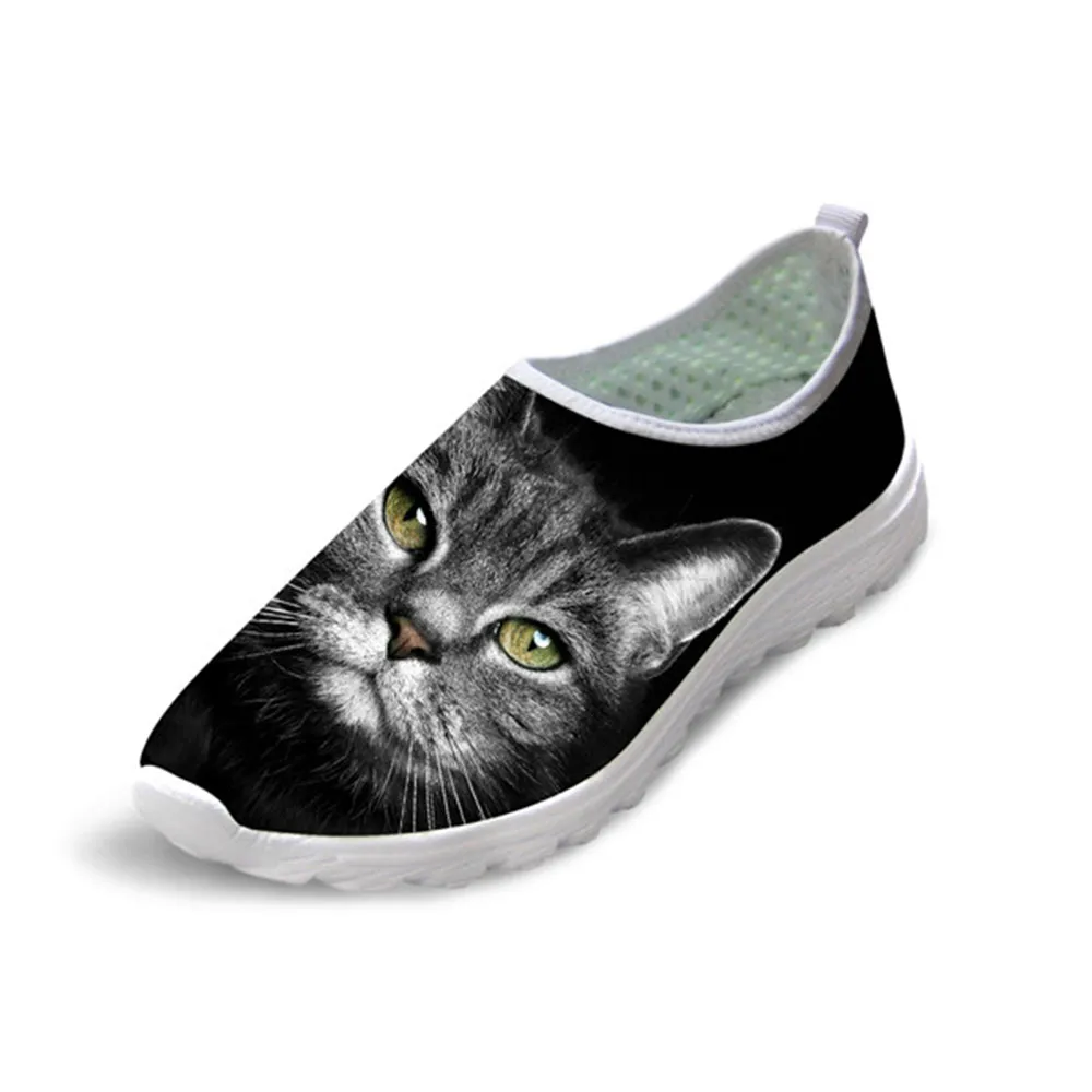 

Cute Cat Print Summer Woman Flats Shoes Female Mesh Spring Ladies Sneakers Women Loafers Breathable Light Beach Casual Shoes