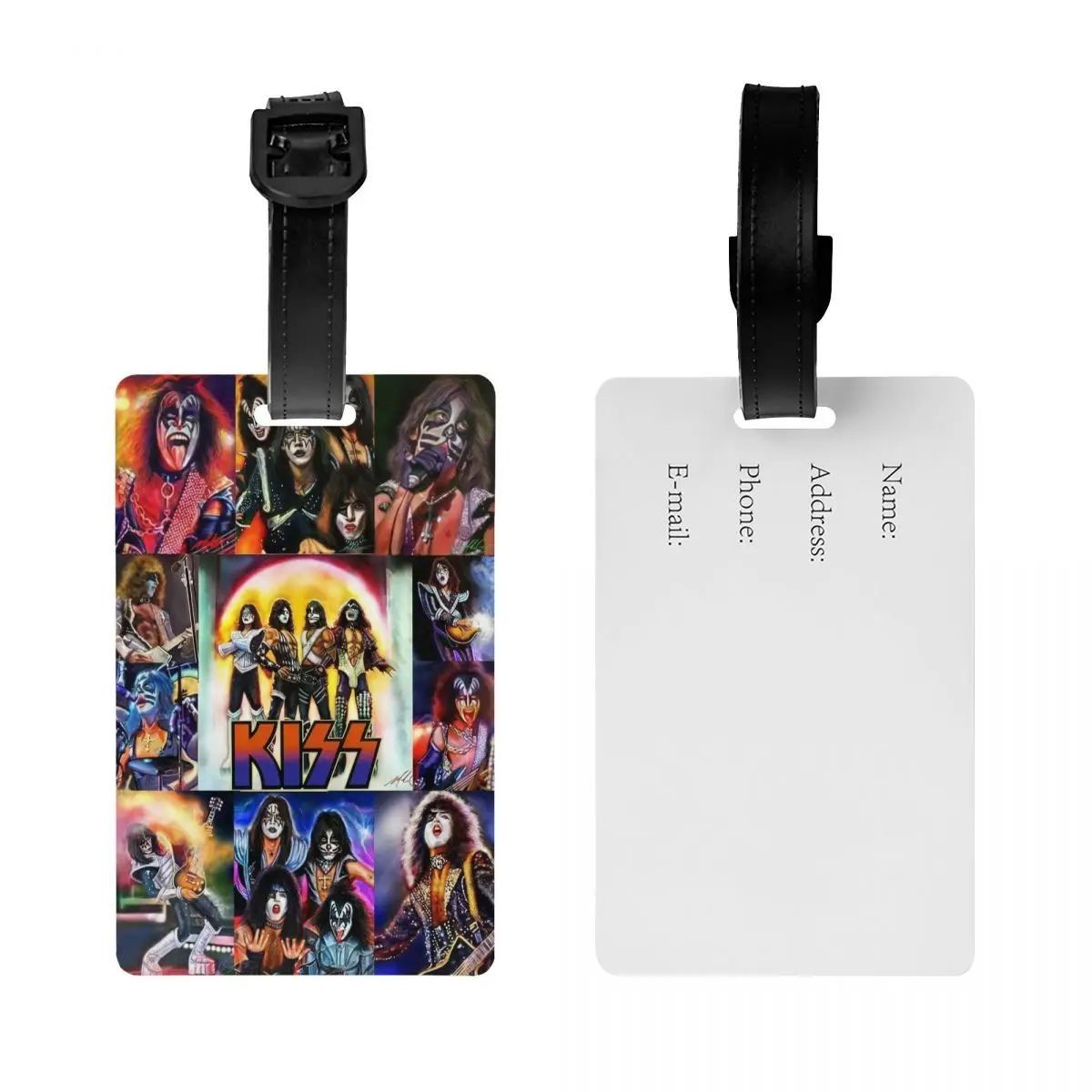 Custom KISSs Rock & Roll All Nite Party Luggage Tag Heavy Metal Band Travel Bag Suitcase Privacy Cover ID Label