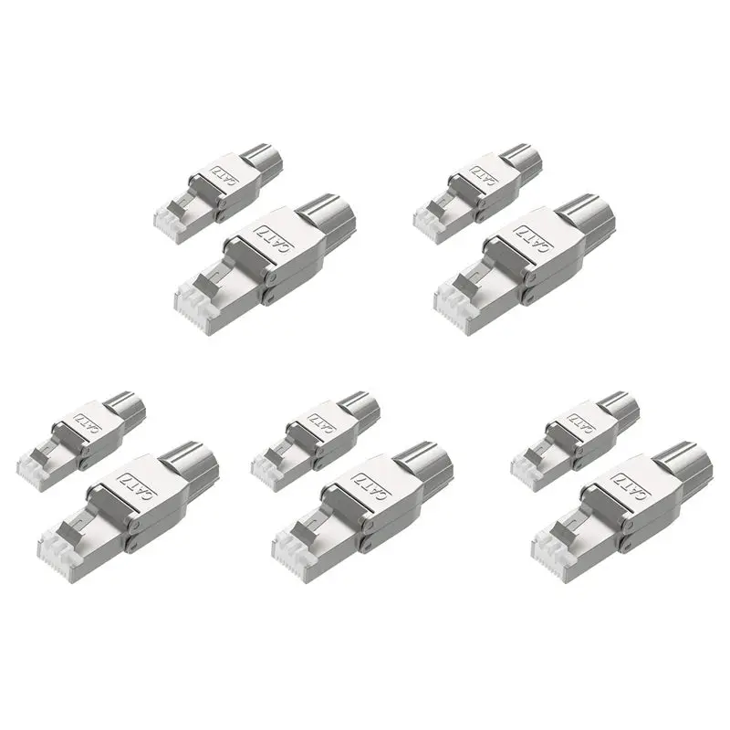 繊細な質感-rj45-cat7コネクタ10個入り。工具不要のシールド付きモジュラーネットワークプラグ。ケーブルの取り付けに最適。