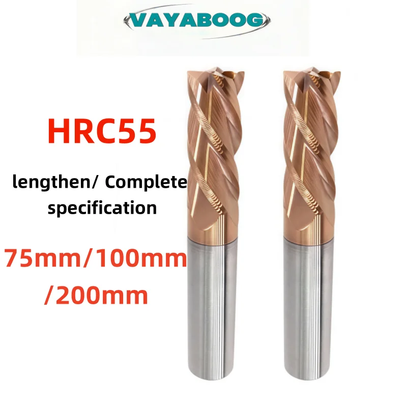 

HRC 55 Tungsten Steel Milling Cutter, Four-Blade Coating End Milling Cutter, Flat-Bottom Milling Cutter CNC CNC Tool