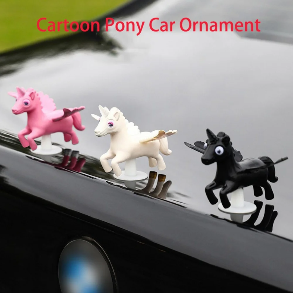 Car Ornament 2026 Unicorn Ornament New Cute Center Console Decoration Screen Motorcycle Pony Wings Movable