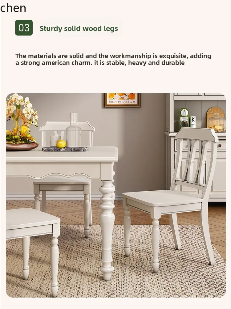 Imagen 5: Juego de mesa y sillas de comedor de madera maciza CZ, mesa de comedor rectangular de madera Natural de estilo Vintage Simple para el hogar