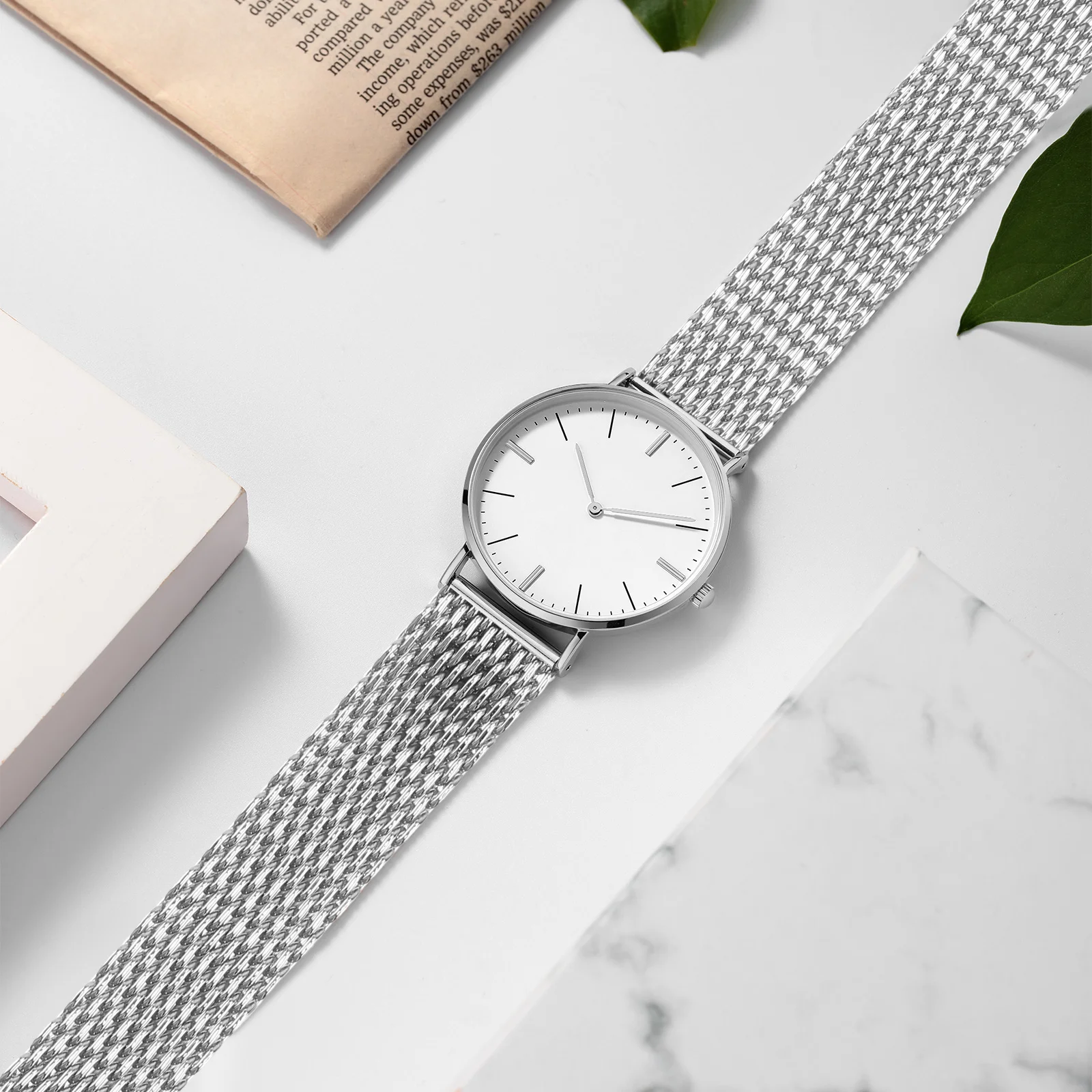 حزام ساعة من الفولاذ المقاوم للصدأ مقاس 20 مم، حزام معدني شبكي على شكل قرش، مشبك قابل للطي، كلاسيكي عصري للاستخدام اليومي باللون الفضي #4
