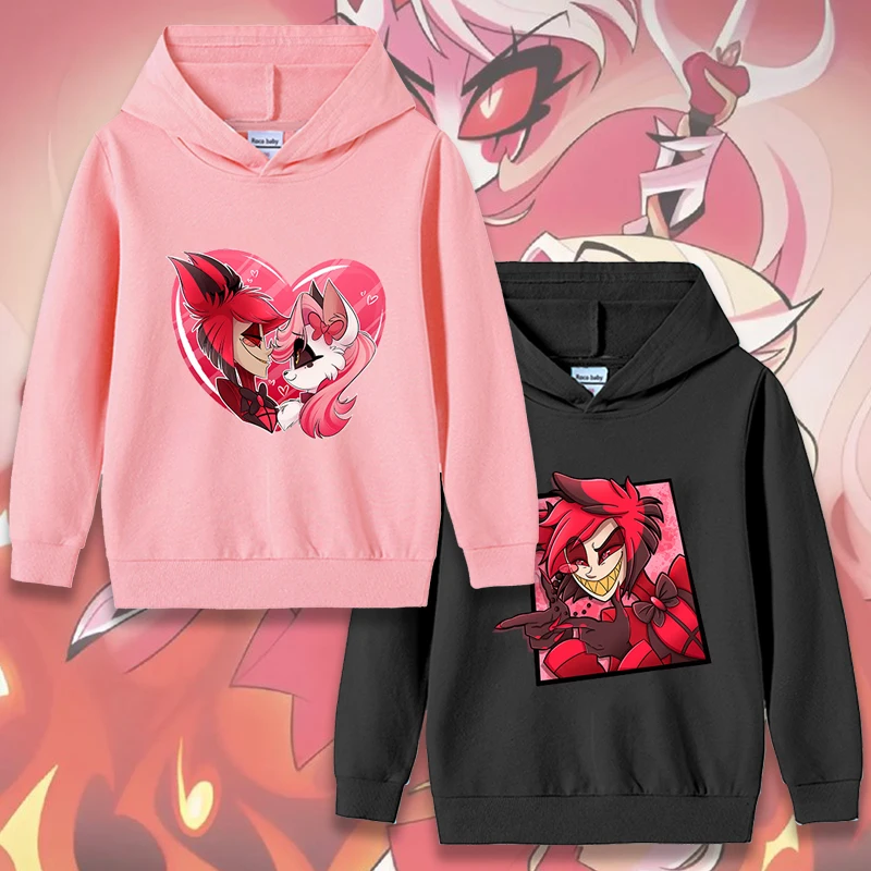 

Толстовка Hazbins Hotel Series для детей, весенне-осенняя тонкая толстовка для девочек и мальчиков, толстовка с принтом Alastor, топ, подарок на день рождения