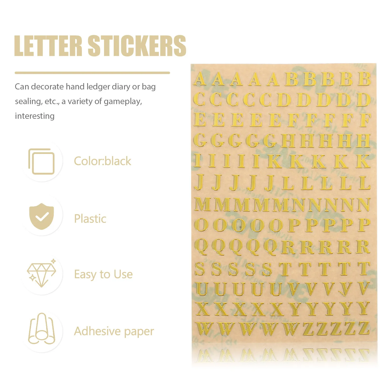 4Sheets Crystal Epoxy Metal Stickers Gold Mini Letter Alphabet Glitter Self-Adhesive for DIY Scrapbook Resin Crafts Nails