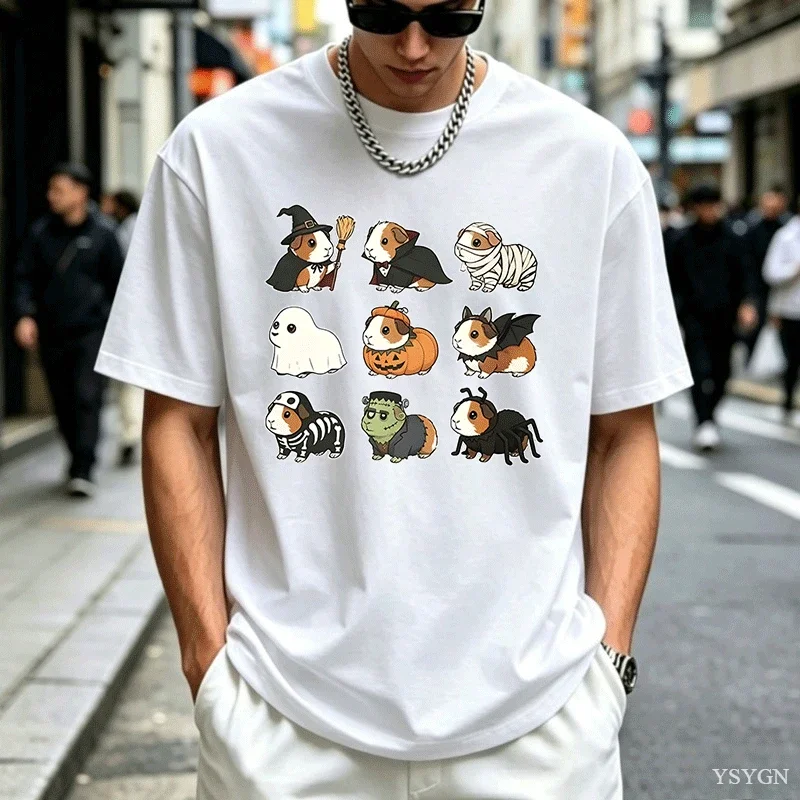 Pug Collection Happy Halloween Spooky Costume Unisex Tshirt Men Women Funny Regular Short Sleeve Vintage Classic Fashion Tees