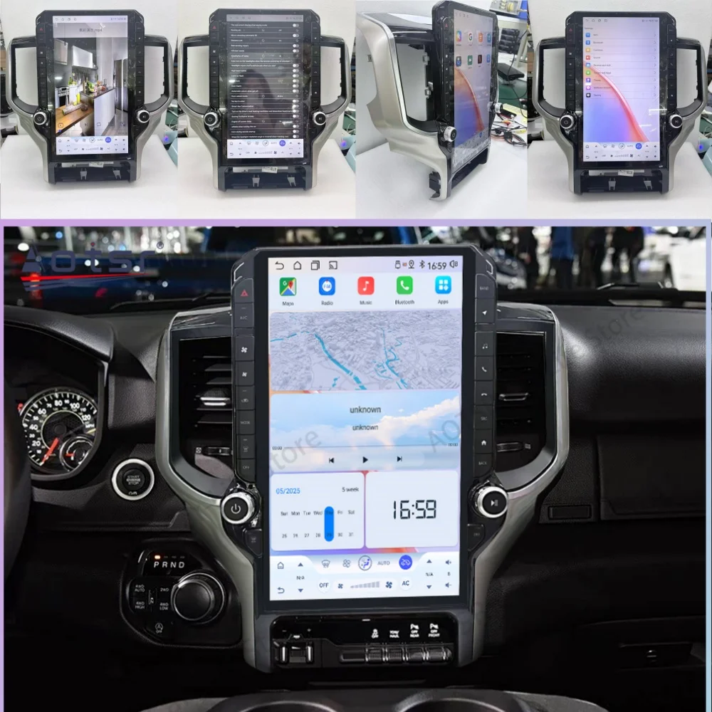 

For Dodge Ram Trucks 2019~2023 Android 15 Auto Multimedia Car Radio Car GPS Navigation Audio Stereo Receiver Head Unit Carplay
