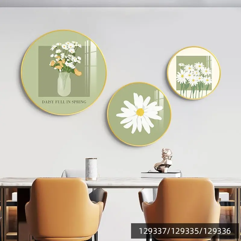 Round Home Decor Triptych Modern Simple Style Bedroom Bedside Hang Painting Fresh Combination Living Room Background Wall Mural