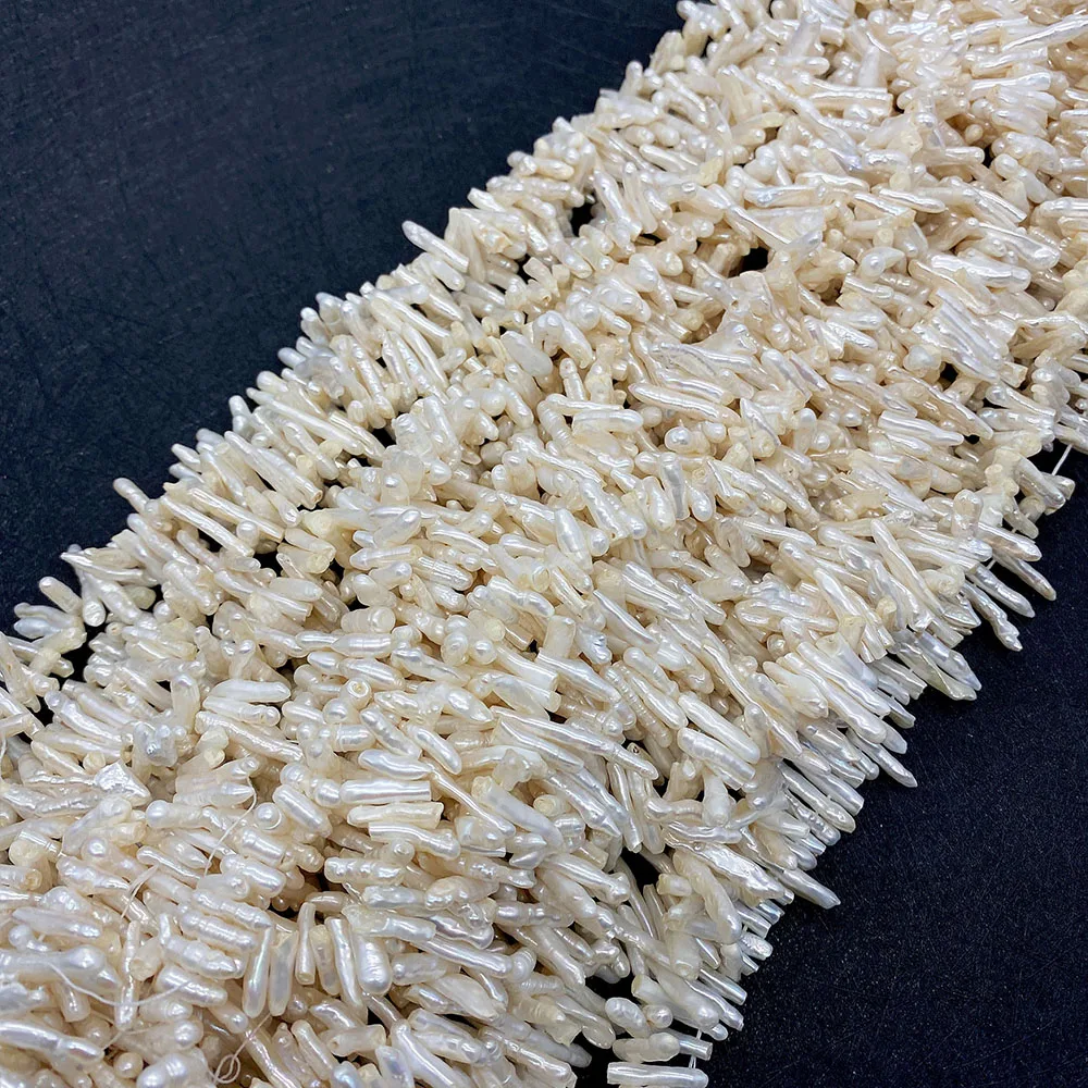Natural Freshwater Pearls Toothpick Shape White Pearl Beads DIY Jewelry Making Elegant Jewelry Gifts for Women Size 3x10-5x20mm