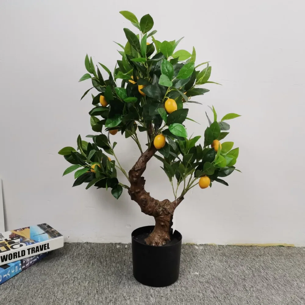 Artificial Mini Lemon Tree Fake Fruit Lemon Tree Bonsai Simulation Potted Plants For Table Office Bathroom Shop Party Home Decor