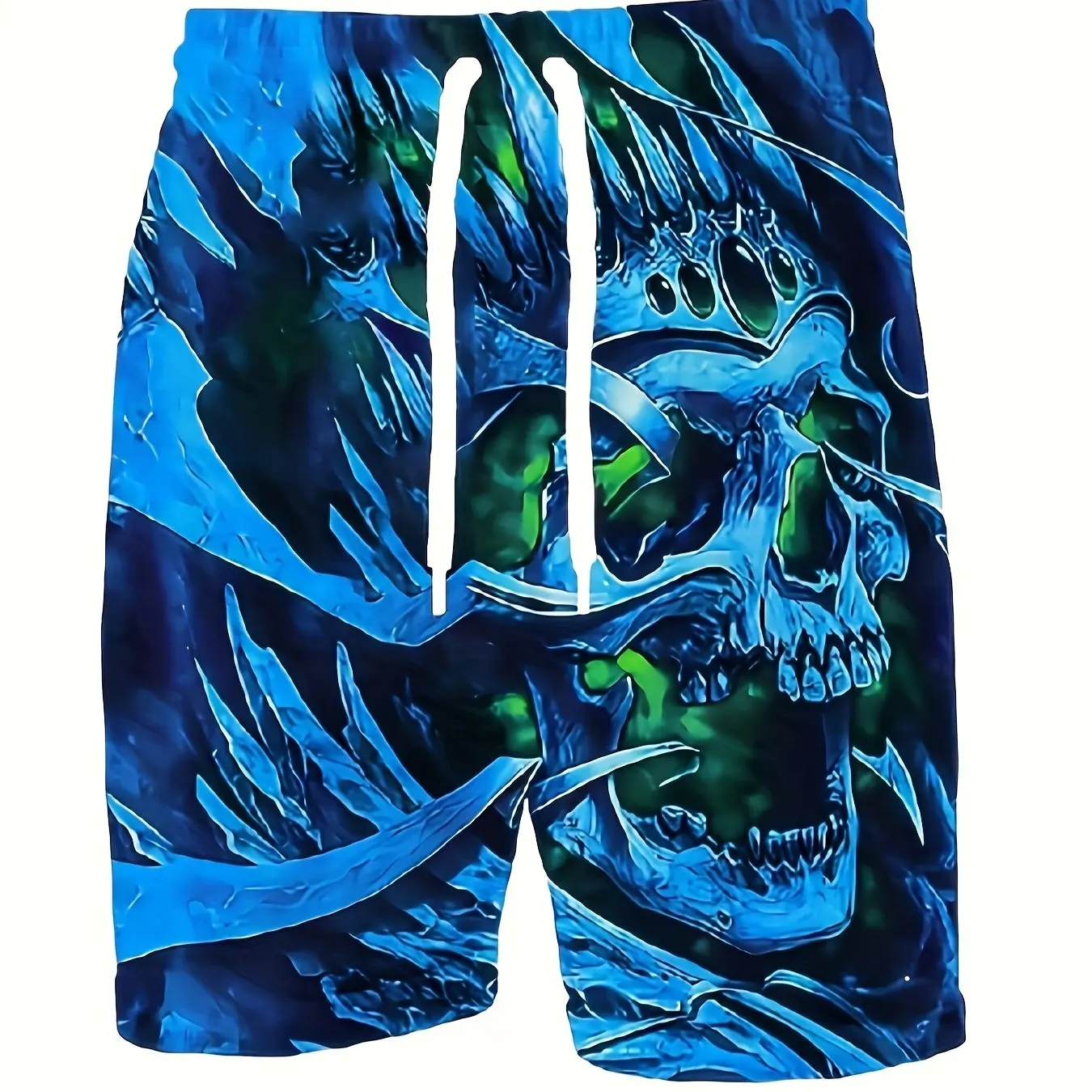 Men\'s Skull 3D Pattern Comfy Shorts Oversized Casual Elastic Waist Drawstring Shorts for Summer Beach And Basketball Sport Short