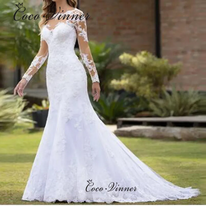 ภาพลวงตากลับปุ่มอเมริกา Boho ชุดเดรสเมอร์เมดสําหรับผู้หญิงที่กําหนดเองลูกไม้เย็บปักถักร้อยสุทธิชุดเจ้าสาว W1070