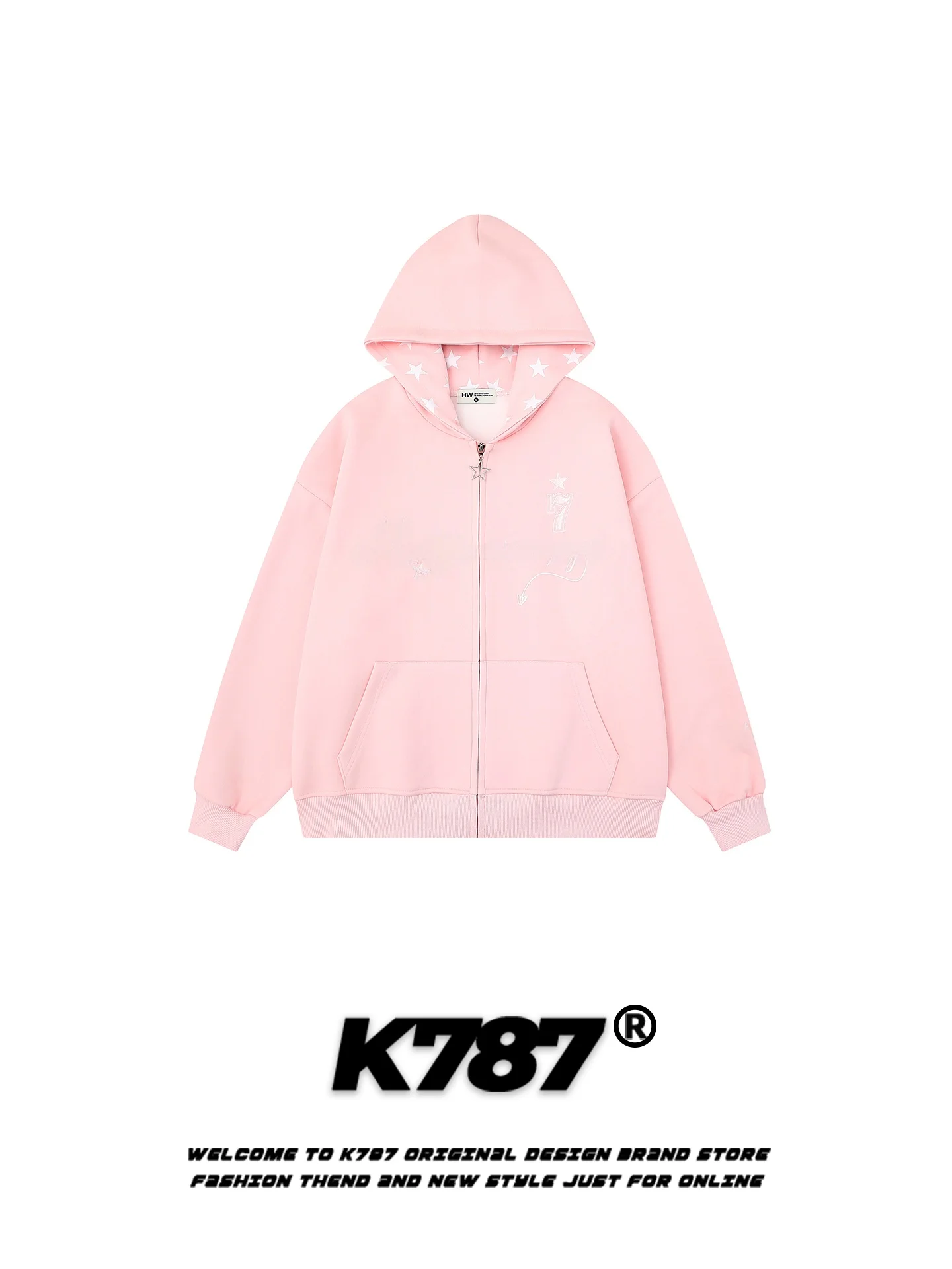 

Ретро-худи с вышивкой американских звезд, унисекс, оверсайз, на молнии, молодежная модная куртка из смесового хлопка и полиэстера