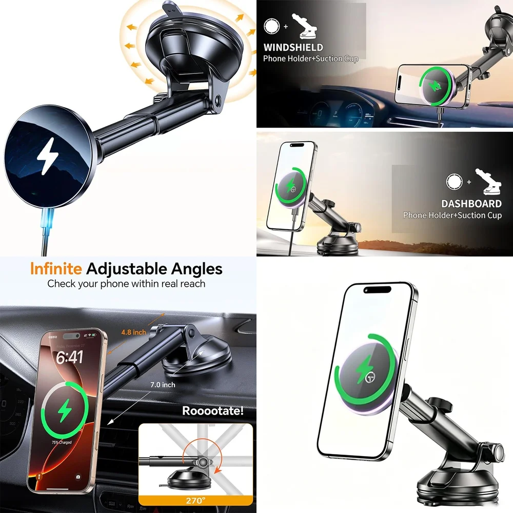Hot Electronic Accessories Wireless Car Charger Magnetic Windshield Car Phone Holder Consumer Electronics Chargers Adapters