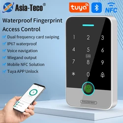 Sistema de puerta con Control de acceso IP67, Tuya RFID, 125K, 13,56 Mhz, NFC, Bluetooth, teclado de huella digital, funciona con Wifi Gateway M1, desbloqueo remoto