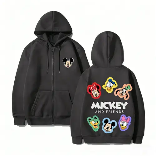 Sudadera con capucha Unisex con estampado de Mickey de Disney para hombre y mujer, sudadera con cremallera, ropa de calle de invierno, Jersey informal Vintage, chaqueta de manga larga 2026