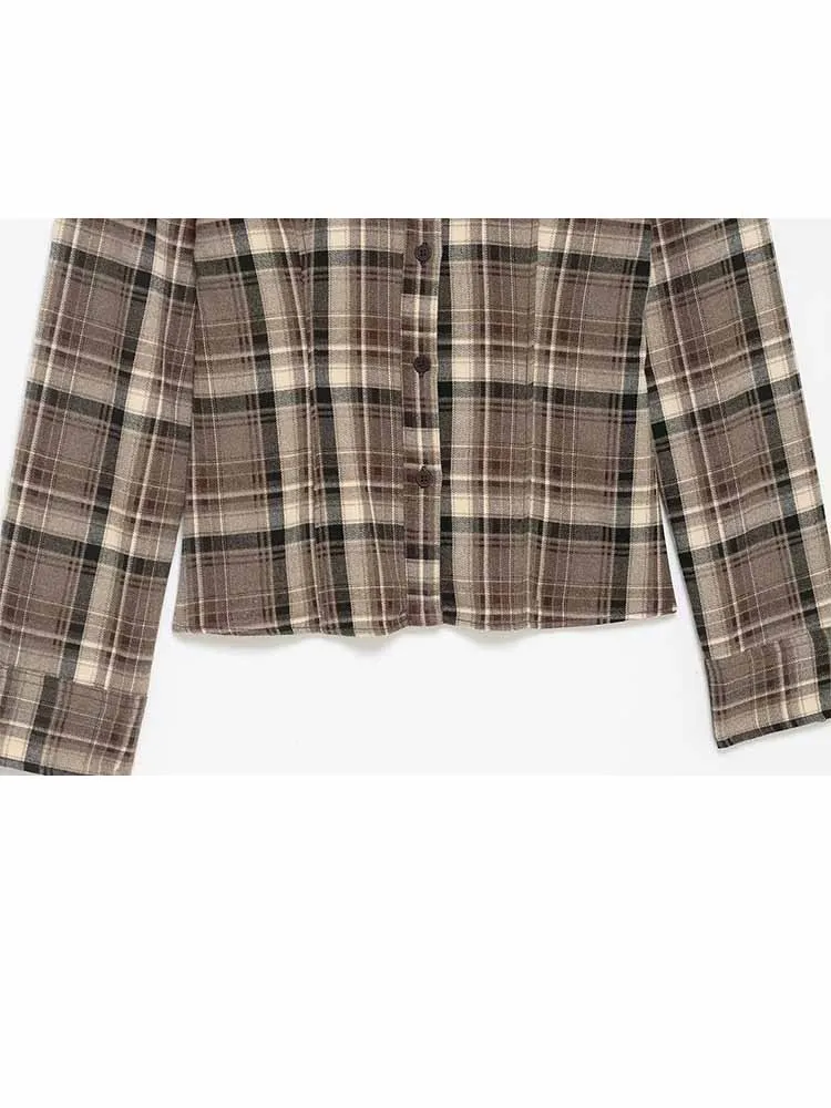 HH Vrouw Vroege Lente Mode Veelzijdige Lange Mouwen Single Breasted Slanke Geruite Shirt Vrouwelijke Casual Street Style Woon-werkverkeer Tops