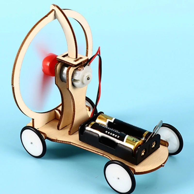 Electric Wind Car Model Family Activity Wind Power Car STEM Learning Toy Physical Experiments Technology Toy for School P9JD