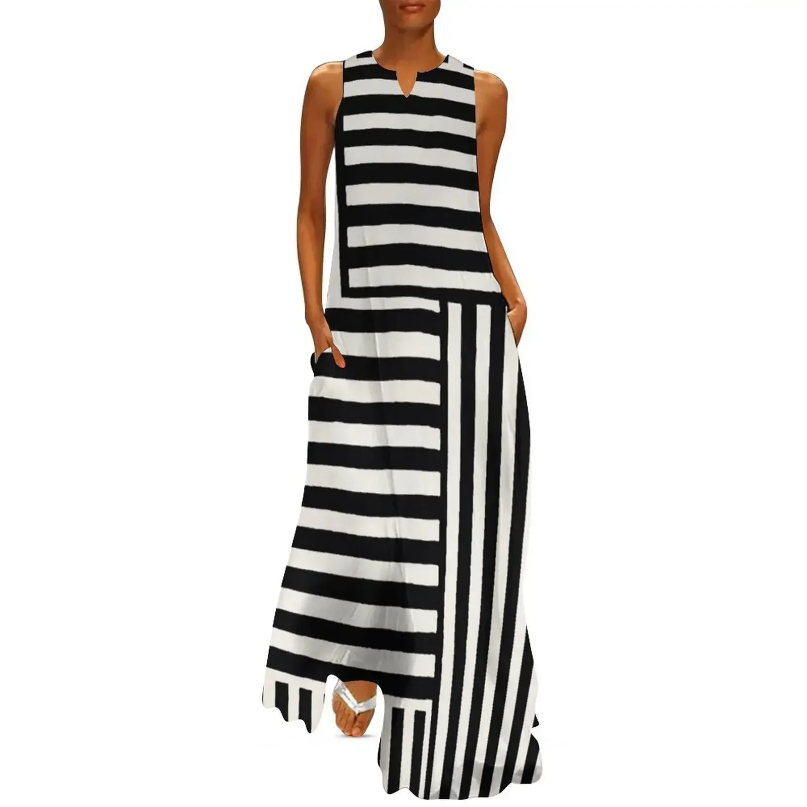 

Random Black Stripes Pattern Long Dress summer dress woman 2025 trendy elegant dresses for women Summer women's clothing Dress