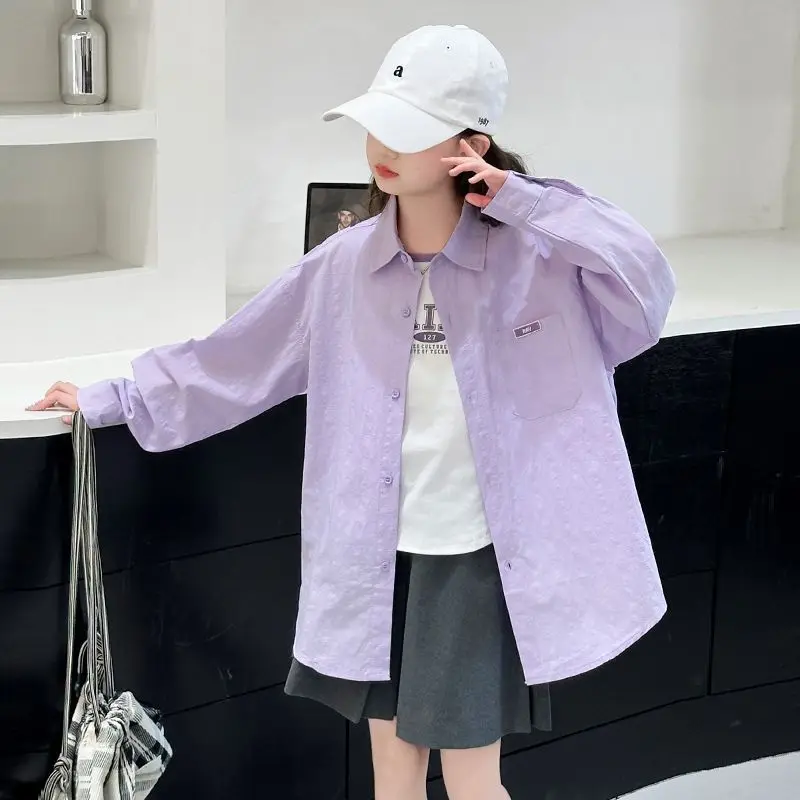 2025 Summer Girls' UV Protection Light Long Sleeve Jacket for Tweens Breathable Casual Hoodie Set