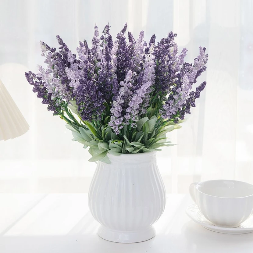 Künstliche Blumen Lavendel-Pflanze Valentinstag Hochzeitskranz Heim Zimmer Außenbereich Garten Requisiten Deko Brautstrauß DIY Geschenke
