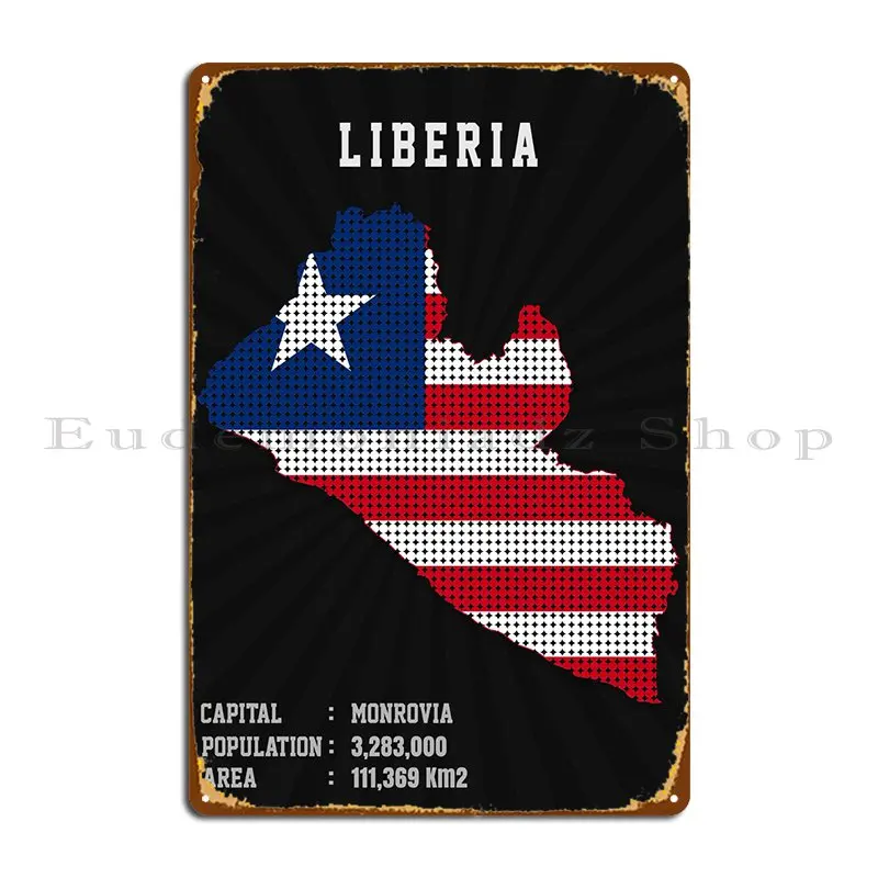 Liberia Flag Map Metal Plaque Home Custom Bar Cinema Character Tin Sign Poster