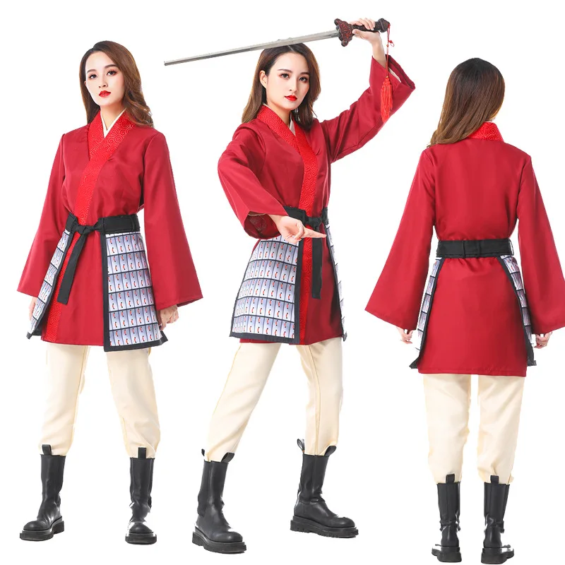 Adult Movie Mulan Hero Dress Deluxe Cosplay Costumes  Real Hua Mulan Suit