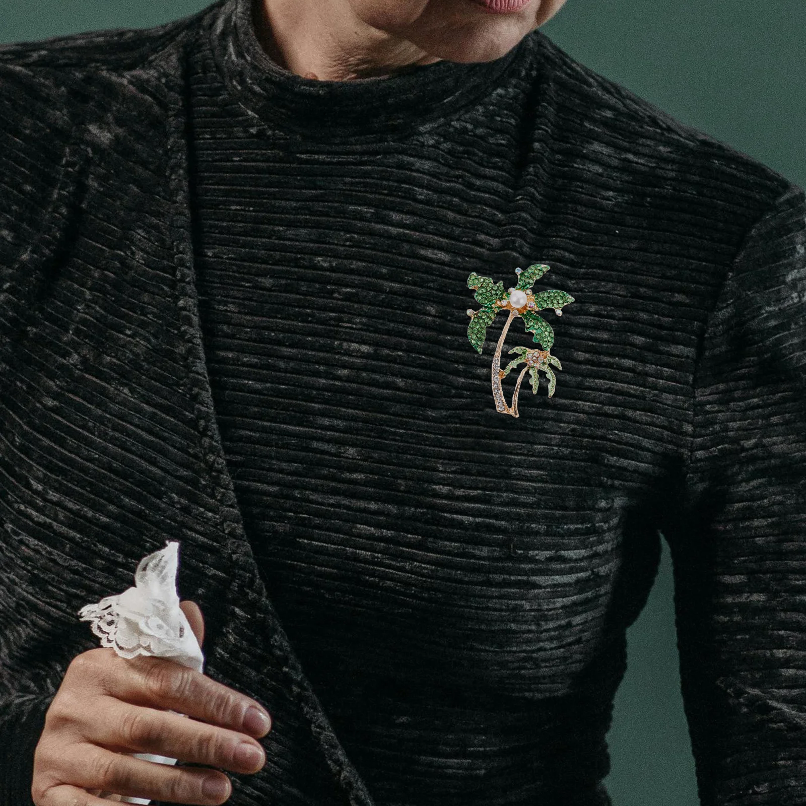 1 قطعة بروش نخيل جوز الهند الفريد لامعة حجر الراين دبوس الصدر مجوهرات الأزياء لحقيبة سترة فستان قبعة وشاح شال