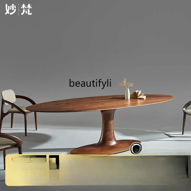 

ssK178 ss25 North American black walnut dining table, oval log table, wabi-sabi dining table special-shaped dining table