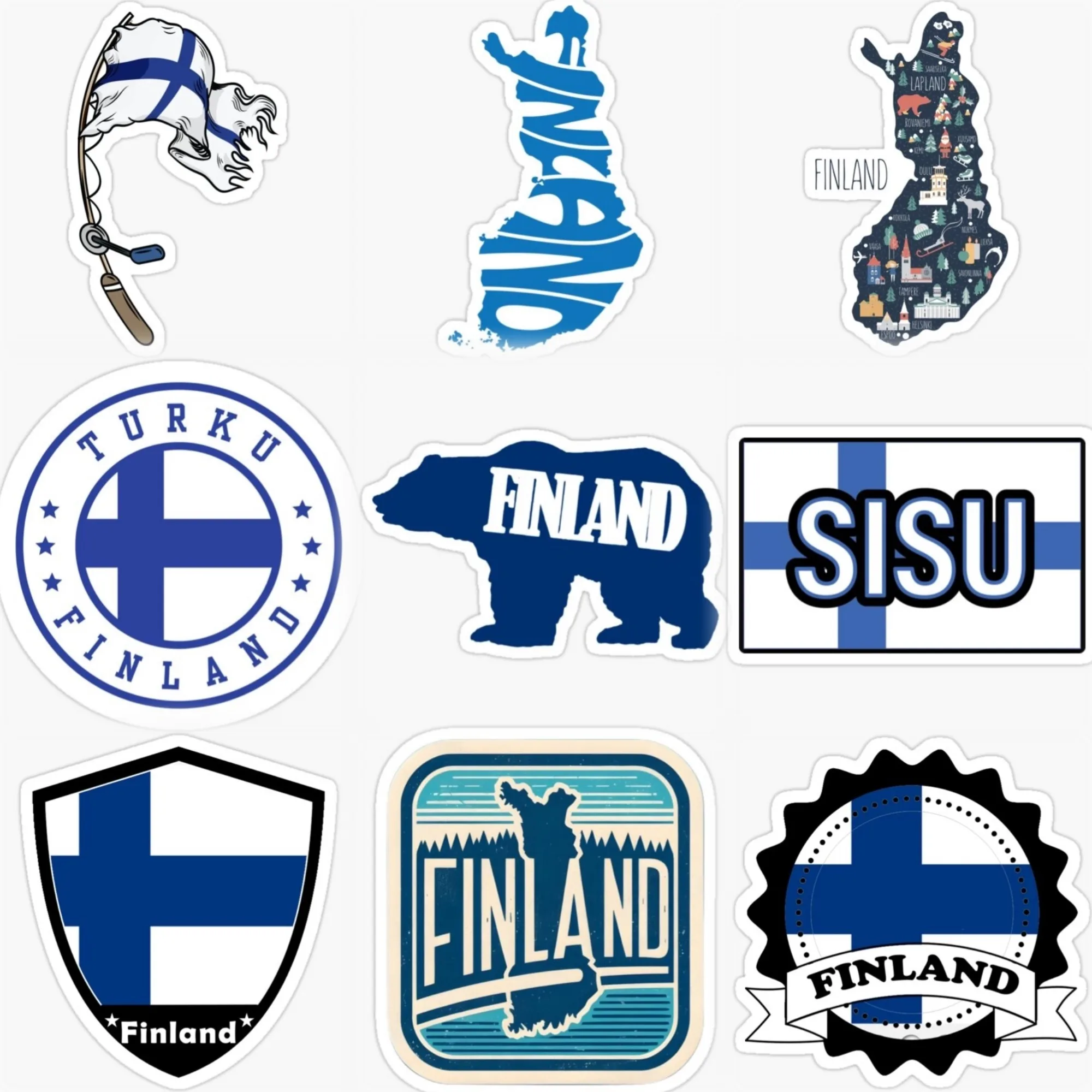 

Finland FIN Flag Map National Emblem Creative PVC Sticker for Decorate Car Motorcycle Truck Window Fridge Wall Decal Accessorie