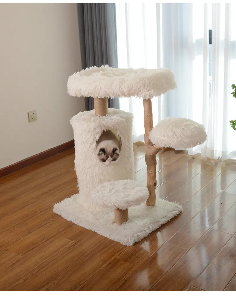 Solid wood cat climbing frame plush cat jumping platform multi-layer integrated cat shelf
