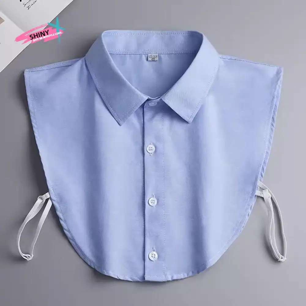 Faux col en coton à bretelles réglables, demi-chemise polyvalente, Style faux col bouton, couleur unie, faux col de chemisier
