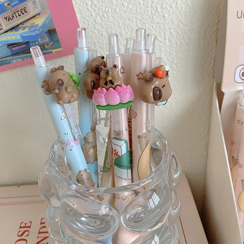 Kawaii Cartoon Capybara Blue Ink Erasable Gel Pen School Office Supplies Stationery Gift Students Cute Pens Pretty Aesthetic