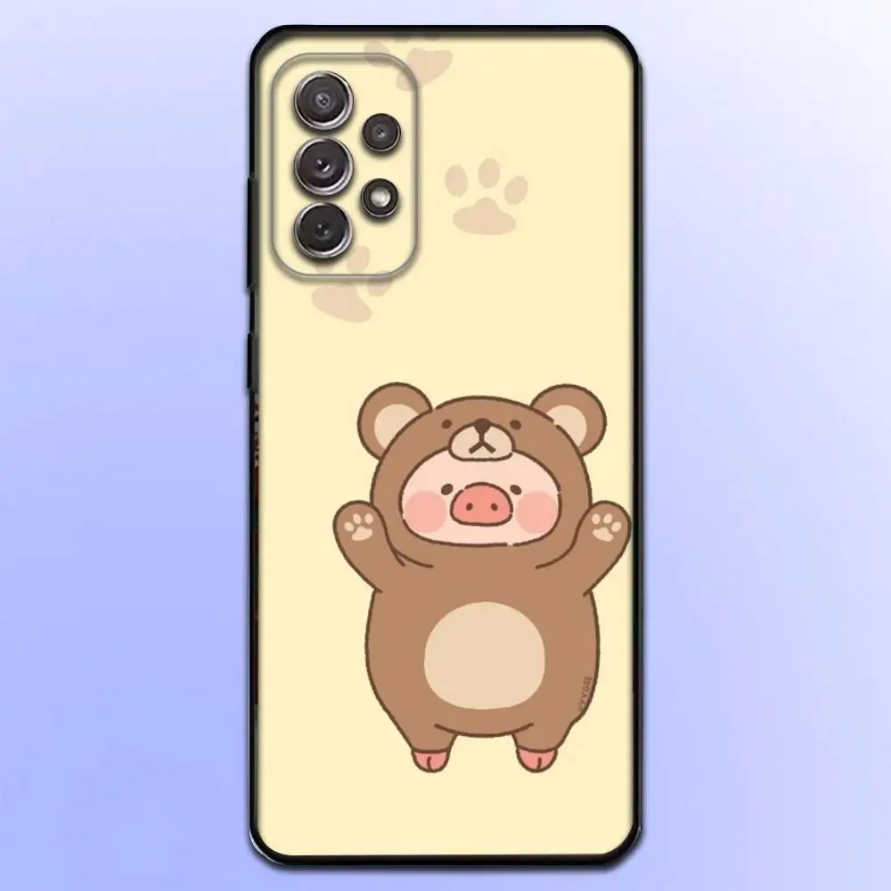Cartoon L-LuLu Pig Phone Case  For Samsung S25,S24,S21,S22,S23,S30,Ultra,S20,Plus,Fe,Lite,Note,10,9,5G Black Cover