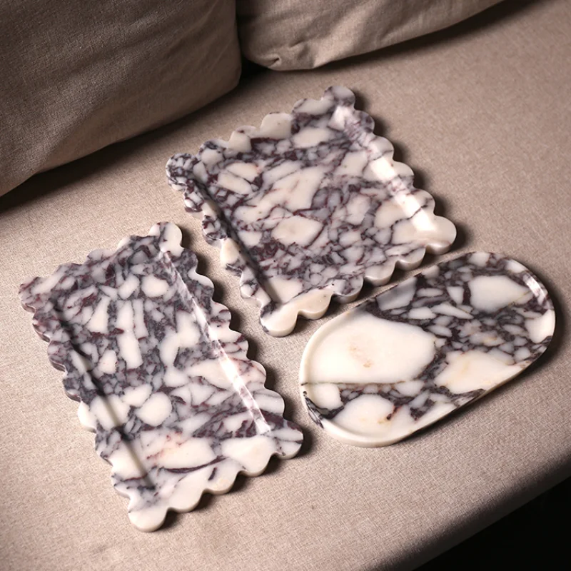 

Modern luxury Calacatta Violet Marble tray creative home hotel desktop jewelry cosmetics storage fruit tray decoration ornaments