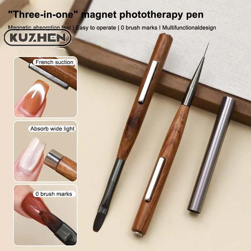 3in1 Double-headed Magnet Phototherapy Pen Brush Multiple Styles Nail Art Magnet Nail Pen Painting Pen Painting Brush Nail Salon