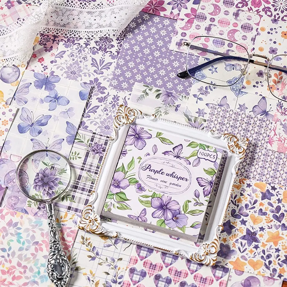 100Pcs Portable Flower Vine Themed Non-Sticky Notes DIY Stationery Message Notes Non-Sticky Memo Pad