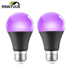 RnnTuu-Ampoule UV violette et noire 12W, lueur dans le noir, fournitures de fête, lampe de fête, lumière noire, décoration d'ambiance de bar