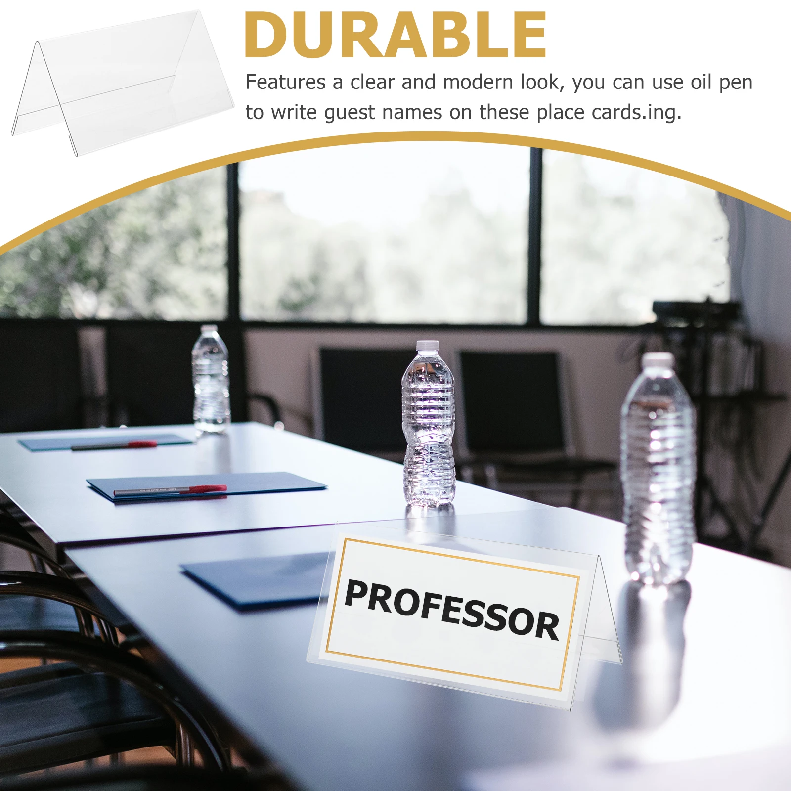 

5PCS Acrylic Conference Signs 120x60mm Double Sided Seat Cards Table Number Holders Display Stands for Parties