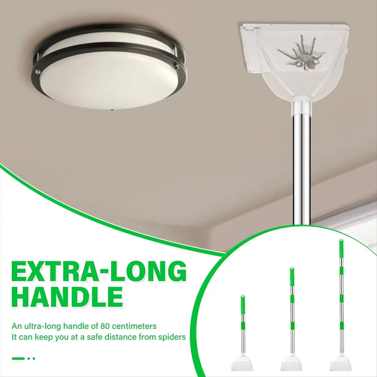 Long Handle Spider Grabber Bug Catcher Net Cover for Indoor Outdoor Stink Bug Mothes Cockroach Catching Tool