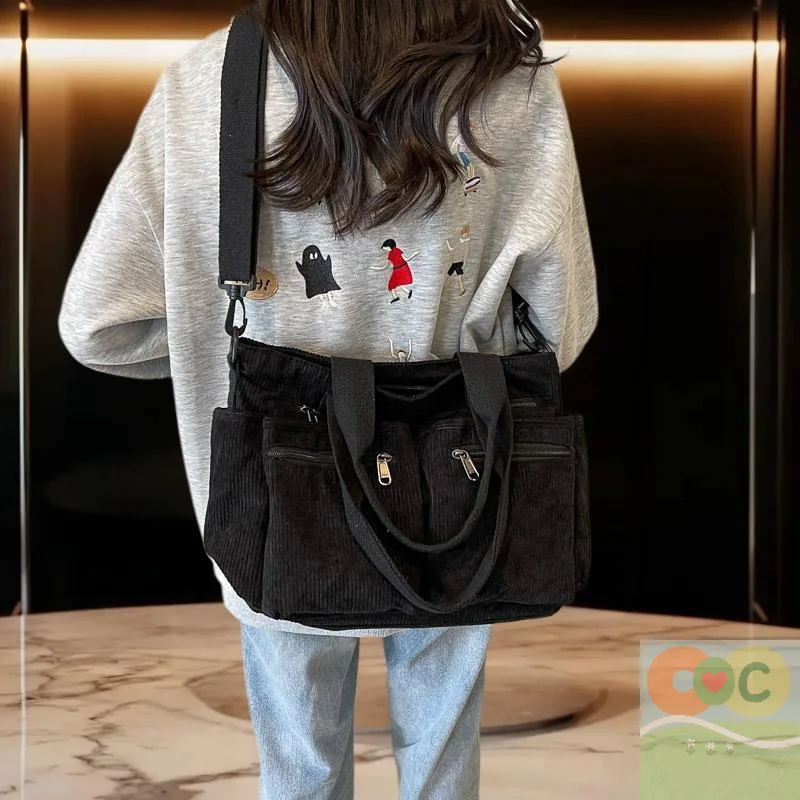 

Casual-Use Women’s Corduroy Bag, Ample Space Shoulder to Crossbody, Korean Style Tote for Travel, Ideal Gift for Her