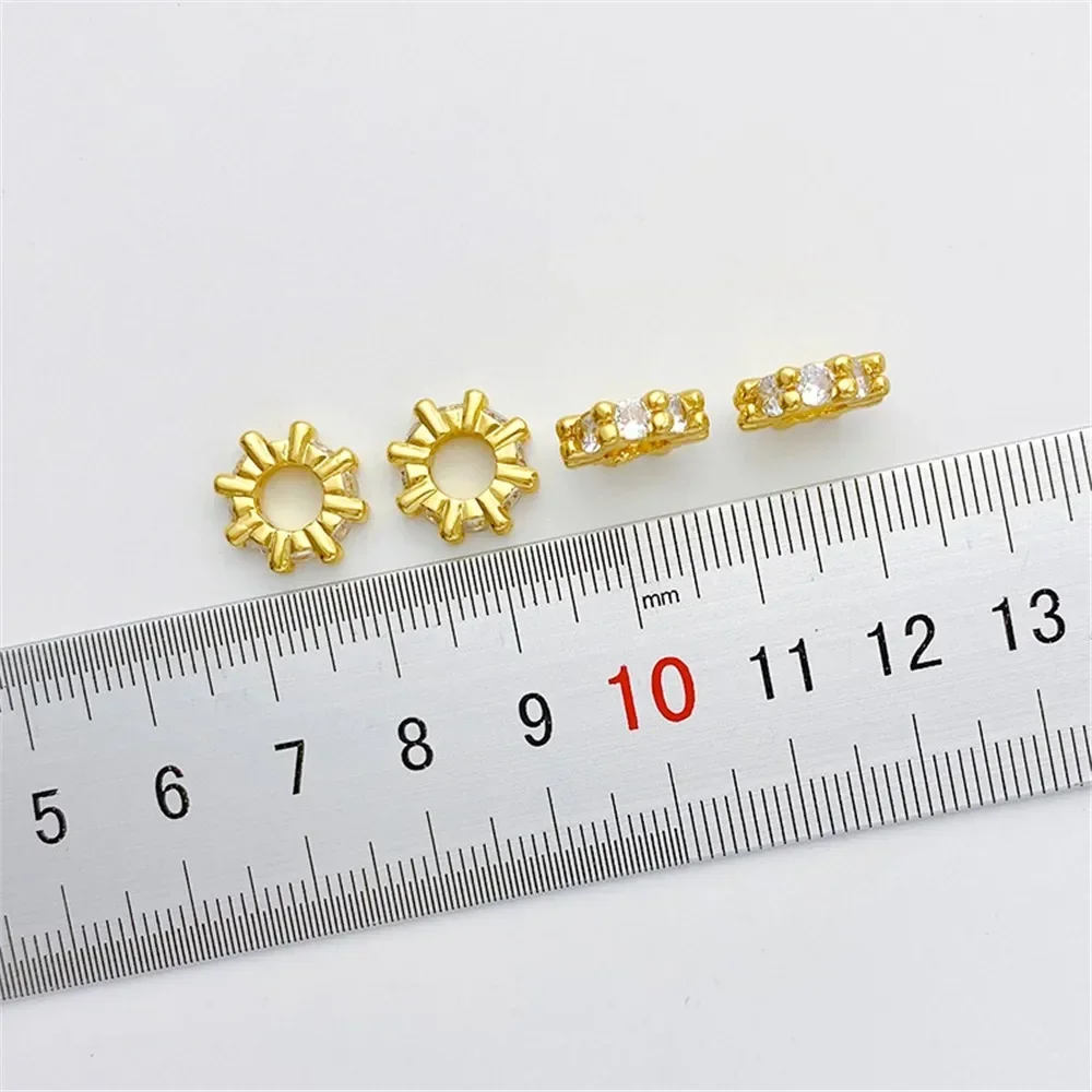 

18K Gold-plated Zircon Drill Ring Spacer, Large Hole Wheel Spacer, Handmade DIY Bracelet, Necklace, Jewelry Accessories