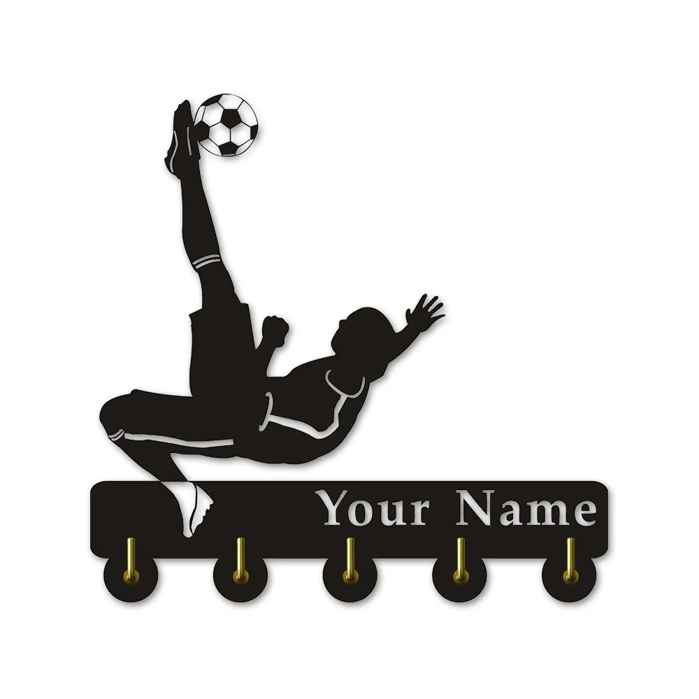 

Personalize Custom Name Kick Football Creative Wall Clothes Hook Kitchen Bedroom Bathroom Hook Key Hanger Wall