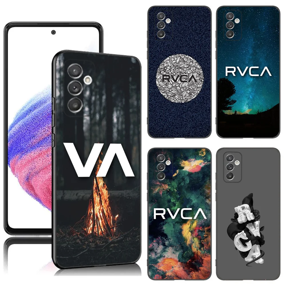 luxury R-RVCA-S Phone Case For Samsung S24,23,22,30,21,10,9,Ultra,Plus,Lite,FE,5G Black Soft Case